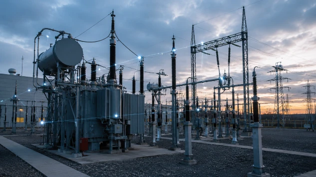 Modern electricity substation illustrating how digitalisation and connected infrastructure are reshaping cybersecurity in the energy transition