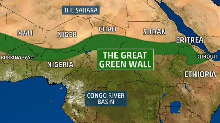 The Great Green Wall on a map